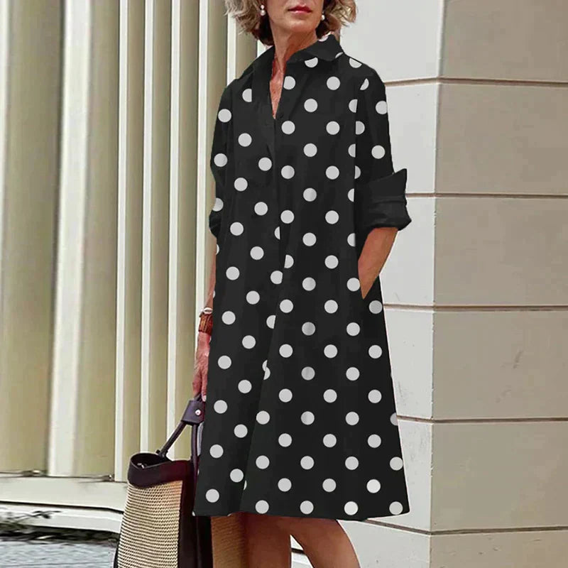 Clara | Retro Midi-Jurk met Kraag en Elegante A-Lijn