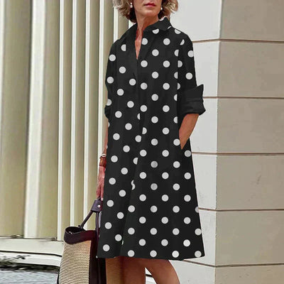 Clara | Retro Midi-Jurk met Kraag en Elegante A-Lijn