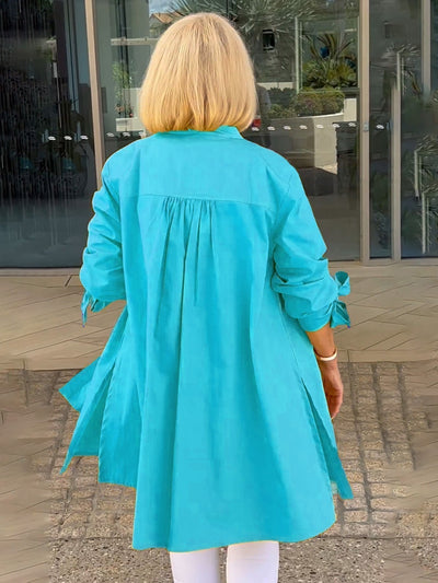 Liora™ - Veste Chemise Longue Boutonnée en Coton (Aujourd'hui seulement : 1 acheté = 1 offert !)