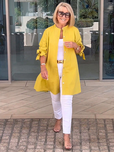 Liora™ - Veste Chemise Longue Boutonnée en Coton (Aujourd'hui seulement : 1 acheté = 1 offert !)