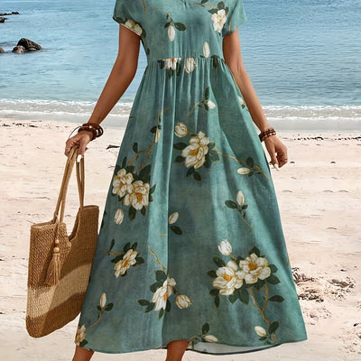 Colette | Midi-jurk met serene bloemenprint