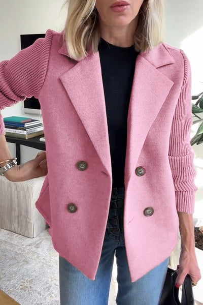 Florentine | Dubbelgeknoopte blazer met gebreide mouwen