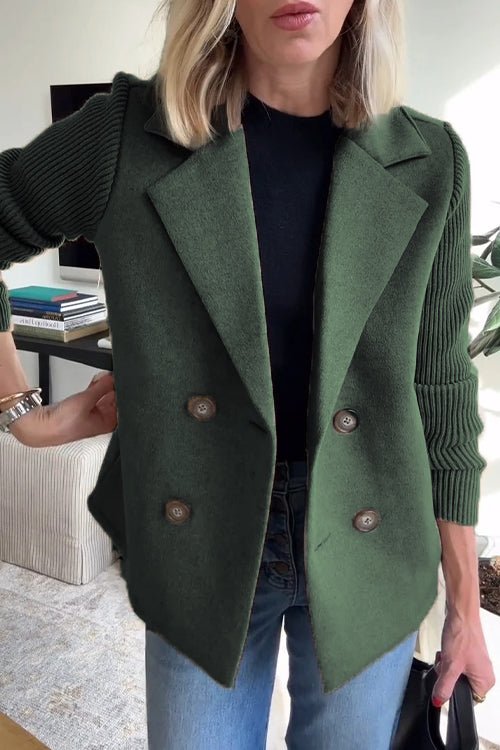 Florentine | Dubbelgeknoopte blazer met gebreide mouwen