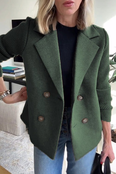 Florentine | Dubbelgeknoopte blazer met gebreide mouwen