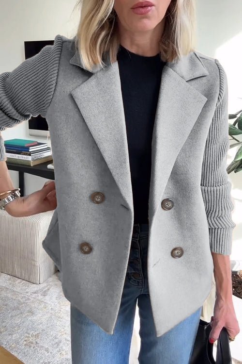 Florentine | Dubbelgeknoopte blazer met gebreide mouwen
