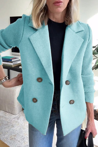 Florentine | Dubbelgeknoopte blazer met gebreide mouwen