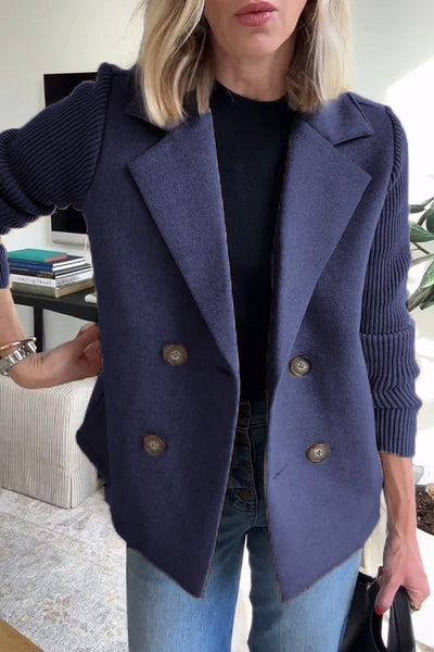 Florentine | Dubbelgeknoopte blazer met gebreide mouwen
