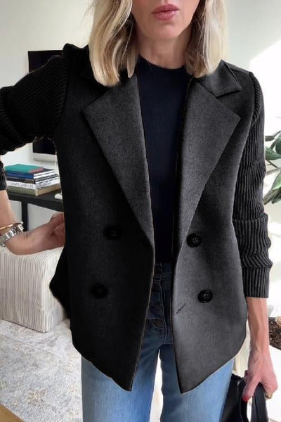 Florentine | Dubbelgeknoopte blazer met gebreide mouwen