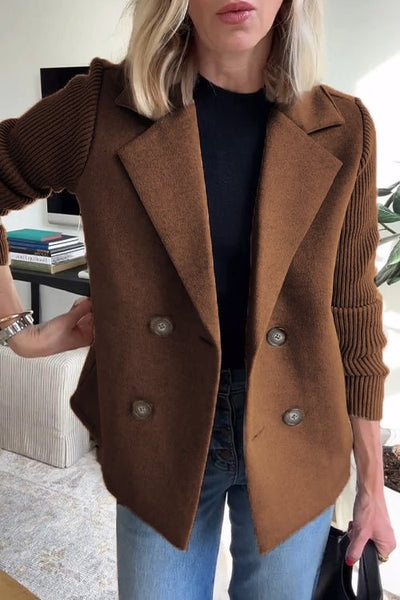 Florentine | Dubbelgeknoopte blazer met gebreide mouwen
