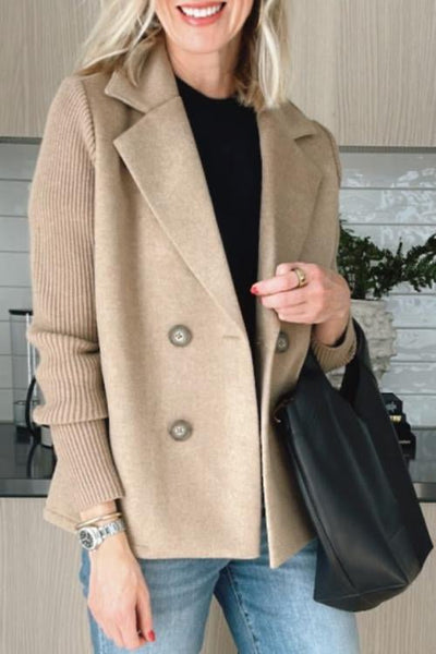 Florentine | Dubbelgeknoopte blazer met gebreide mouwen