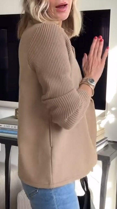 Florentine | Dubbelgeknoopte blazer met gebreide mouwen