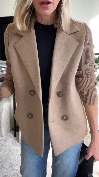 Florentine | Dubbelgeknoopte blazer met gebreide mouwen