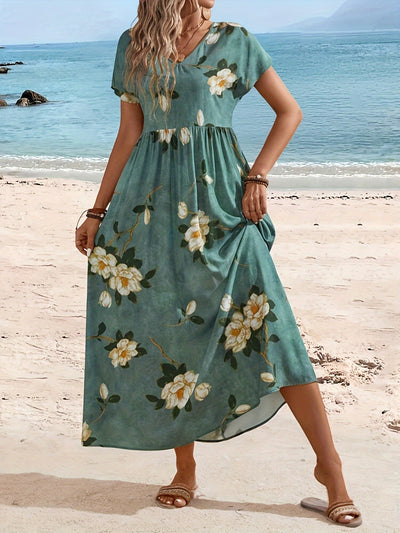 Colette | Midi-jurk met serene bloemenprint
