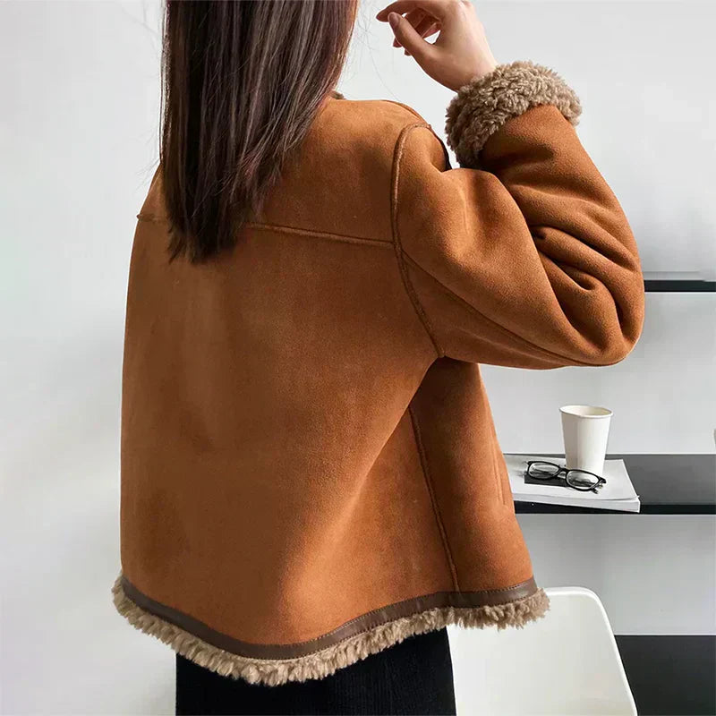Clarisse | Elegante schapenleren jas met wolmix