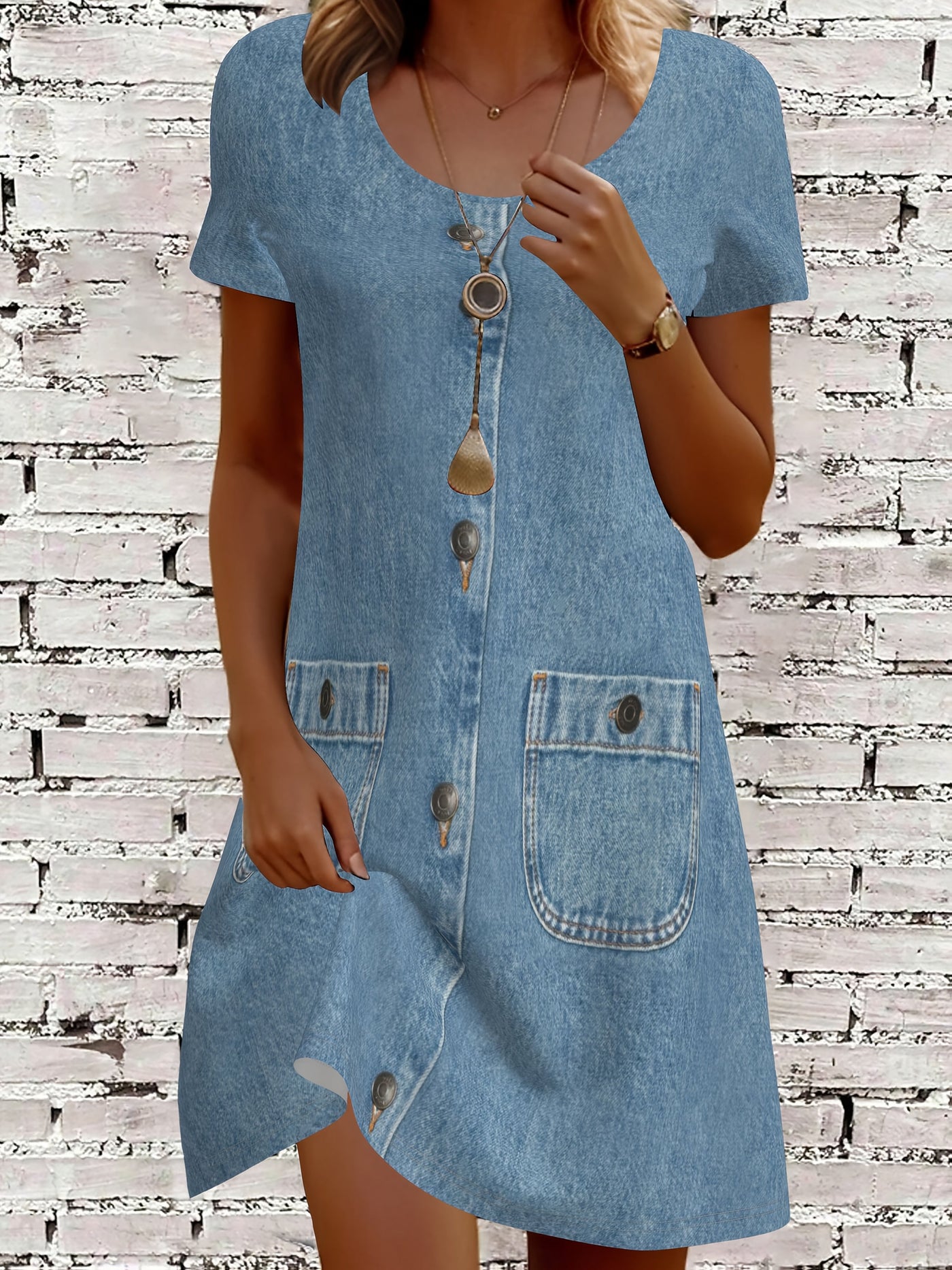 Dames Zomer Kleding: Non-Denim Stijlvol Gedrukt Lange Korte Mouw Top.