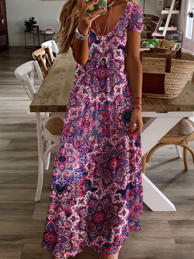 Isaline | Bohemian maxi-jurk met levendige bloemen en V-hals