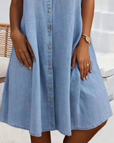 Élise | Midi Denim Jurk met Reversekraag
