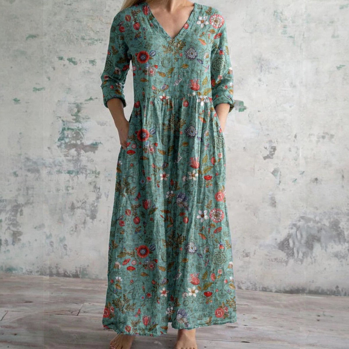 Adriana | Maxi jurk met vintage bloemenprint