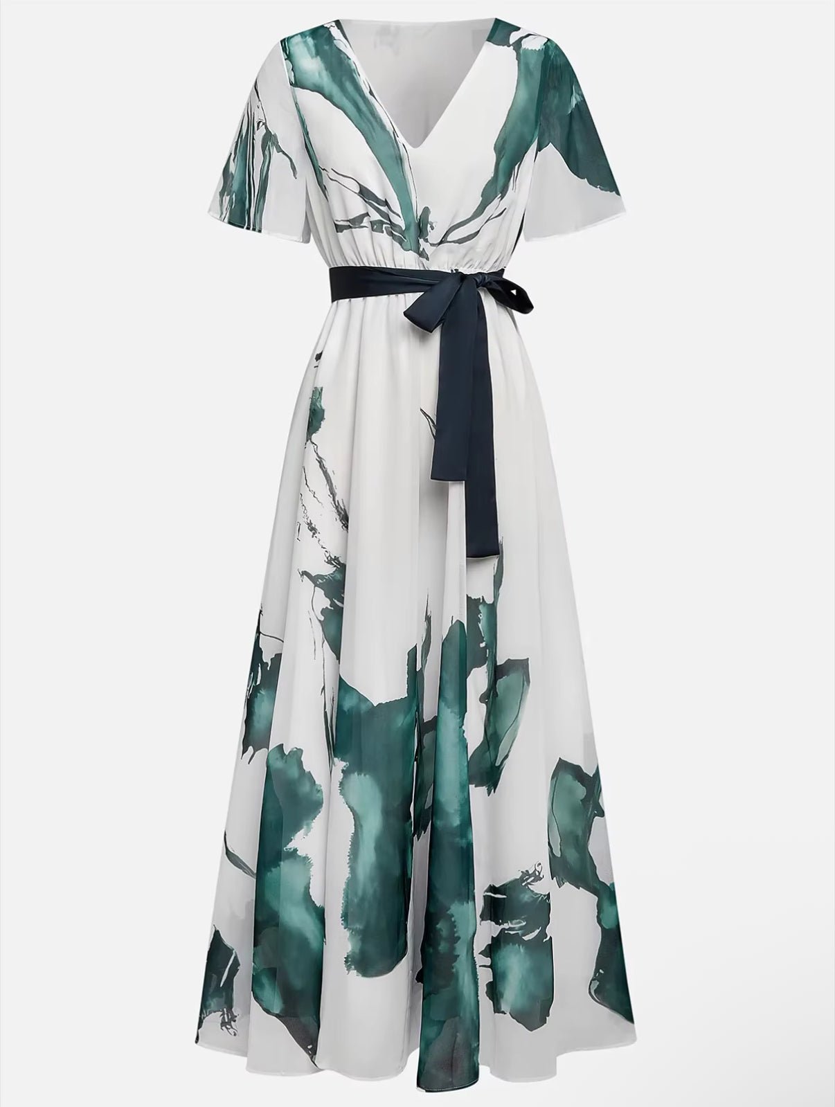 Celeste | Lange jurk met aquarelprint