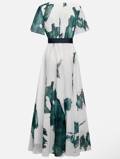Celeste | Lange jurk met aquarelprint
