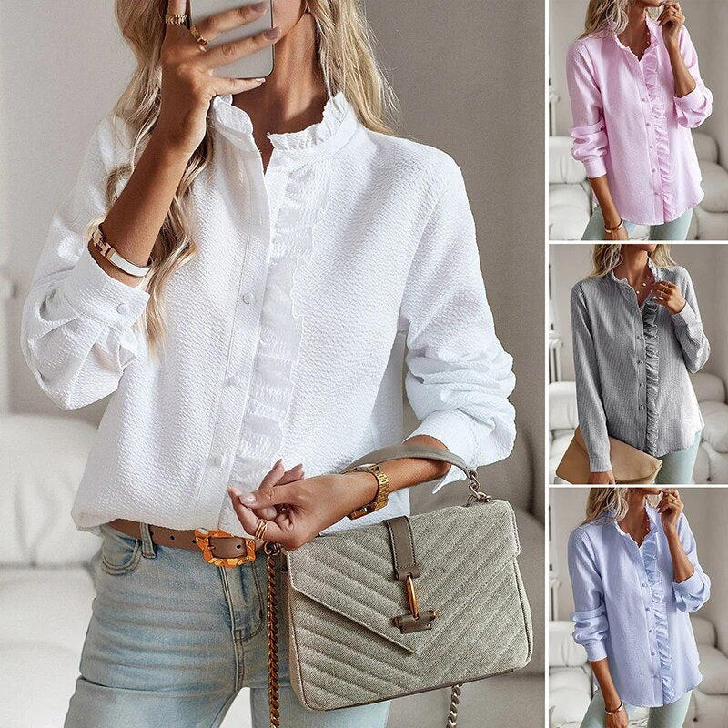Laila - Blusa de manga larga con volantes