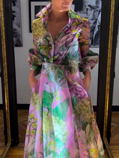 Florence | Zijdezachte jurk met bloemenaccent