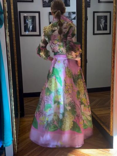 Florence | Zijdezachte jurk met bloemenaccent