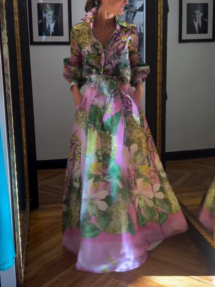 Florence | Zijdezachte jurk met bloemenaccent