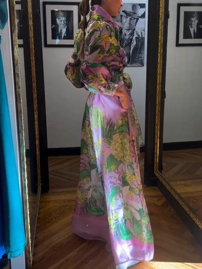 Florence | Zijdezachte jurk met bloemenaccent