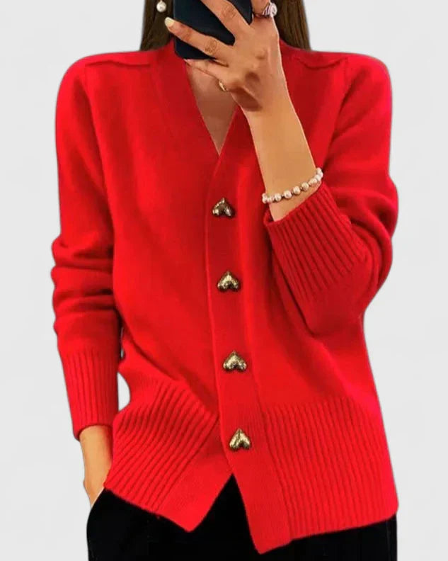 Annette | Elegante cardigan met hartknopen